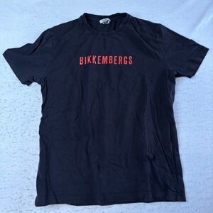 Bikkembergs T-Shirt Mens 3 Black Red Logo Graphic Short Sleeve Cotton‎